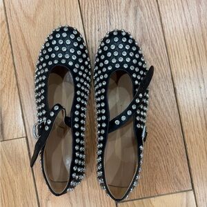 Studded Black Mary Jane Flats